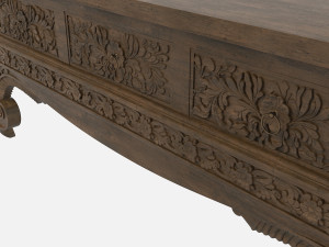 Maitland Hand Carved Natural Finished Teakwood Console Table Modelo 3D