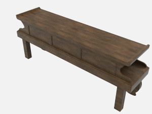 Maitland Hand Carved Natural Finished Teakwood Console Table Modelo 3D