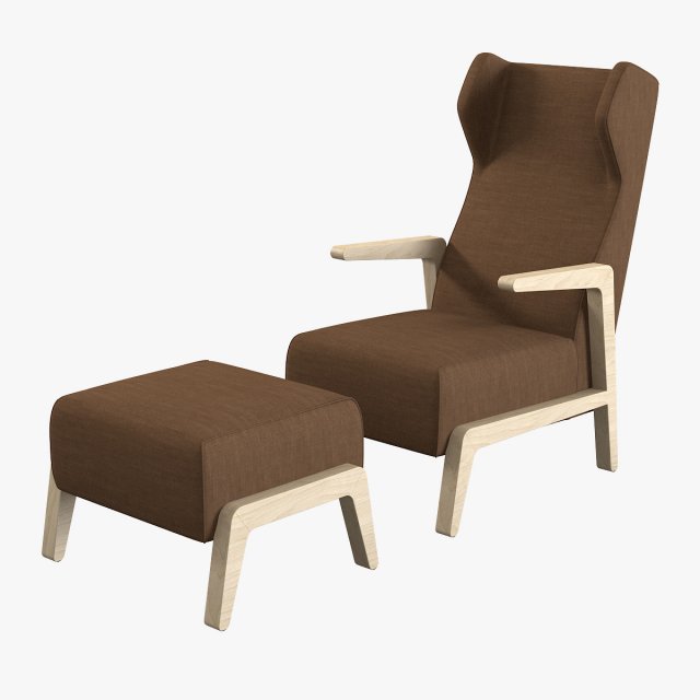 Scancal Boomerang Chill Armchair Ottoman 3D 模型 .c4d .max .obj .3ds .fbx .stl .blend 