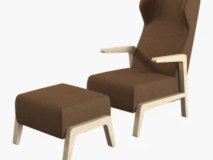 Kursi Berlengan Dingin Boomerang Scancal Ottoman Model 3D