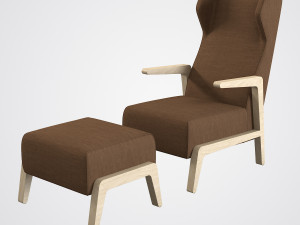 Scancal Boomerang Chill Armchair Ottoman 3D 模型