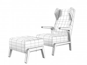 Scancal Boomerang Chill Armchair Ottoman 3D 模型