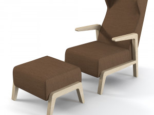 Scancal Boomerang Chill Armchair Ottoman 3D 模型
