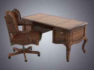 Century Office Outside Home Desk Cabot with Executive Chair set Model 3D