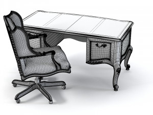 Century Office Outside Home Desk Cabot with Executive Chair set Model 3D