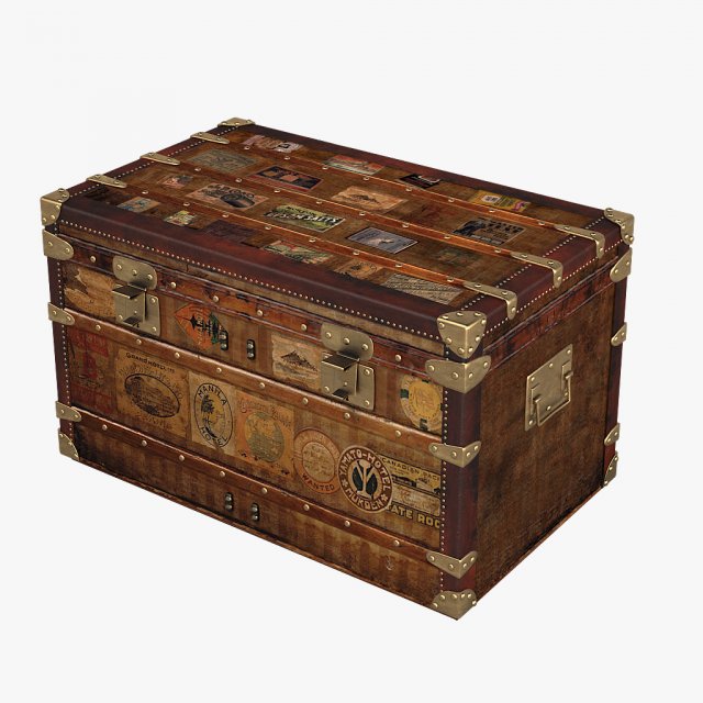 Vintage Postal Trunk 3D मॉडल .c4d .max .obj .3ds .fbx .stl .blend 