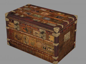 Vintage Postal Trunk 3D Model
