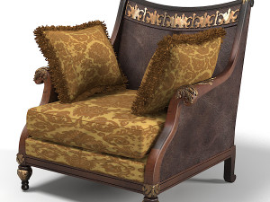 CENTURY walsh chair lr-18190lf leather fabric combination classic tradirional luxury armchair Modelo 3D