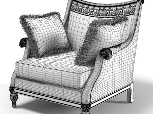 CENTURY walsh chair lr-18190lf leather fabric combination classic tradirional luxury armchair 3D 모델