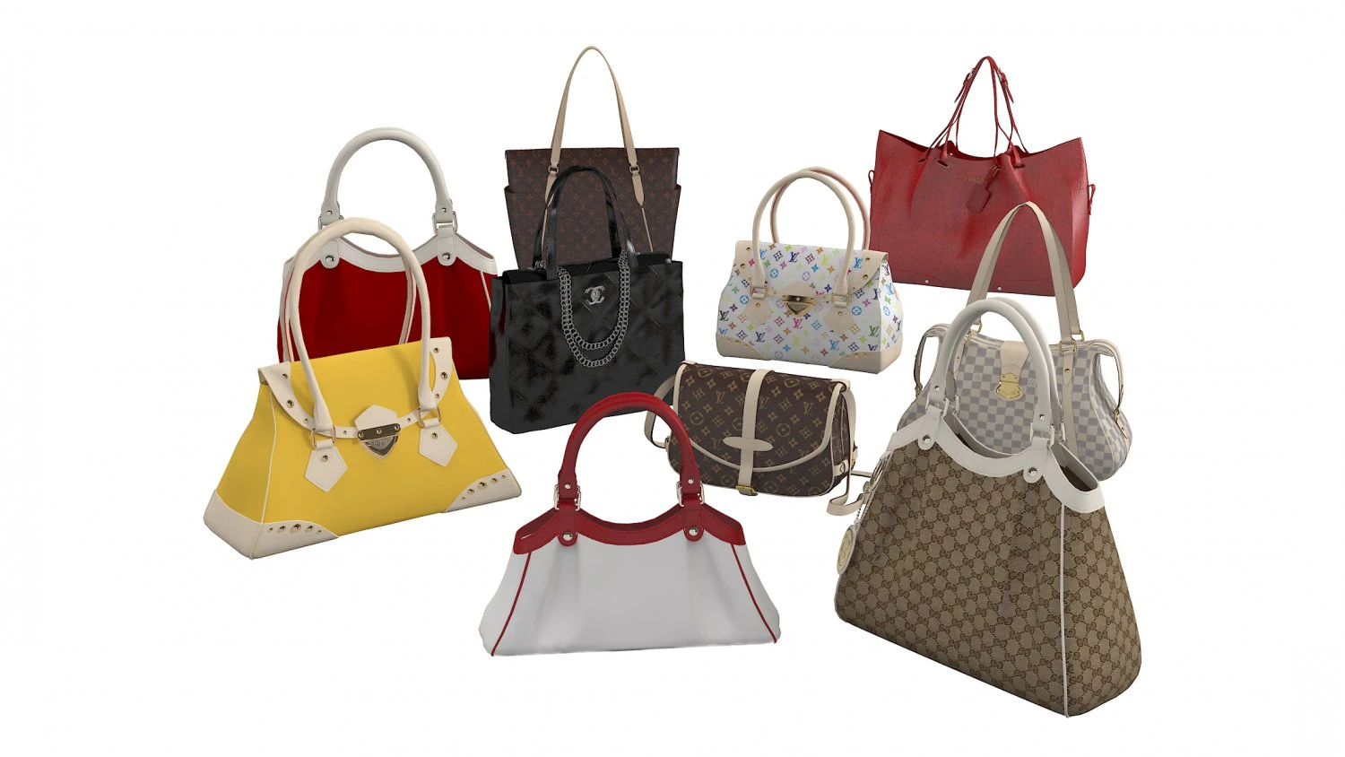 Luxury handbag set 3D Model .c4d .max .obj .3ds .fbx .stl .blend 
