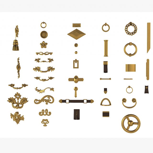Cabinet Handles Set Modelo 3D .c4d .max .obj .3ds .fbx .stl .blend 
