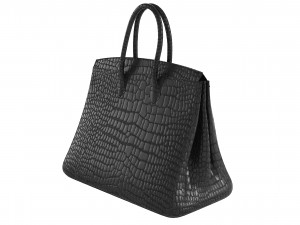 Hermes Matte Black Porosus Crocodile Birkin 35 Bag 3D मॉडल