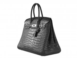 Hermes Matte Black Porosus Crocodile Birkin 35 Bag 3D मॉडल