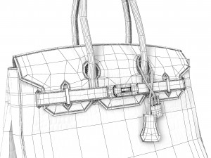 Hermes Matte Black Porosus Crocodile Birkin 35 Bag 3D मॉडल