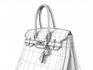 Hermes Matte Black Porosus Crocodile Birkin 35 Bag 3D मॉडल
