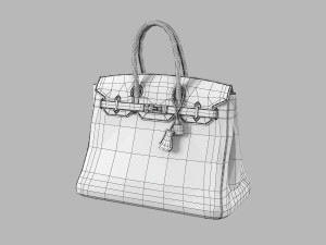 Hermes Matte Black Porosus Crocodile Birkin 35 Bag 3D मॉडल
