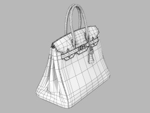 Hermes Matte Black Porosus Crocodile Birkin 35 Bag 3D मॉडल