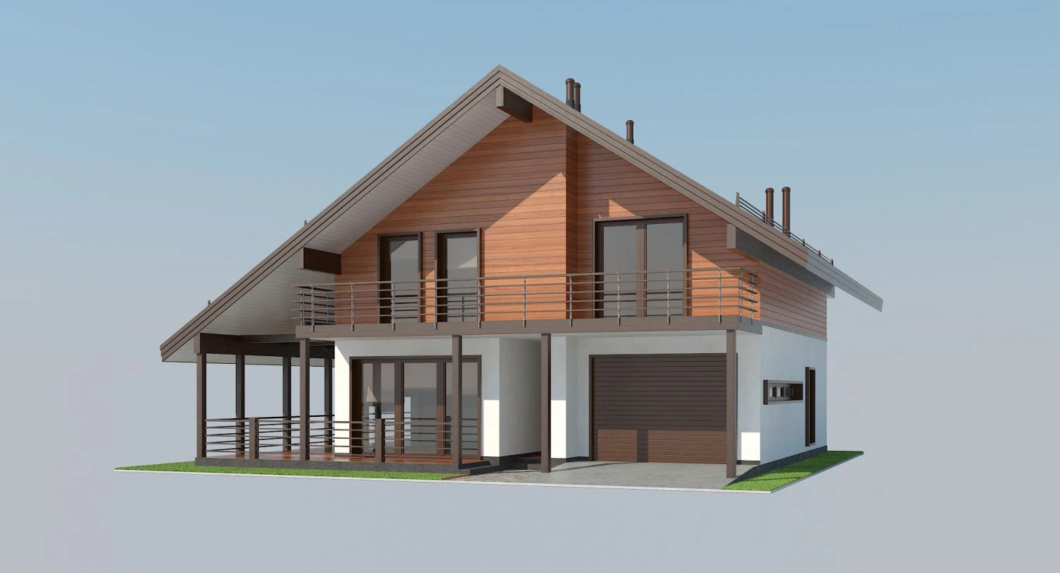 Shale modern cottage 3D Model .c4d .max .obj .3ds .fbx .stl .blend