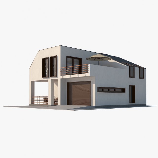 Modern country house with interior 3D Modell .c4d .max .obj .3ds .fbx .stl .blend
