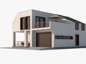 Modern country house with interior 3D Modell