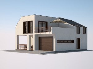 Modern country house with interior 3D Modell