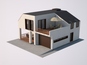 Modern country house with interior 3D Modell