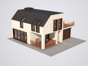 Modern country house with interior 3D Modell