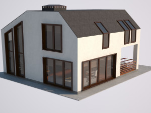 Modern country house with interior 3D Modell