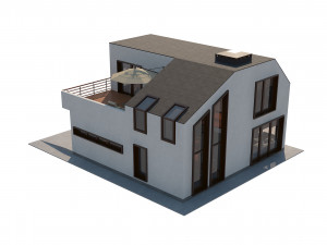 Modern country house with interior 3D Modell