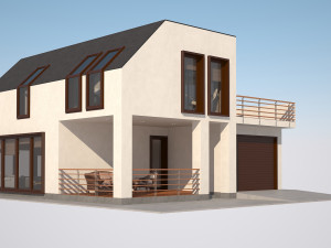 Modern country house with interior 3D Modell