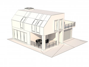 Modern country house with interior 3D Modell