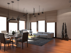 Modern country house with interior 3D Modell