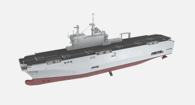 Mistral-class amphibious assault ship 3D Model .c4d .max .obj .3ds .fbx .stl .blend 