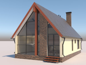Barn Style Cottage with interior Modelo 3D