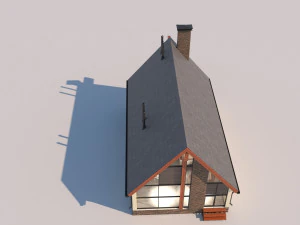 Barn Style Cottage with interior 3D Model