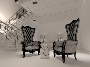 Barn Style Cottage with interior 3D Model