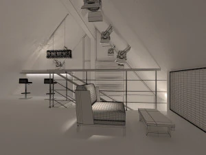 Barn Style Cottage with interior 3D Model