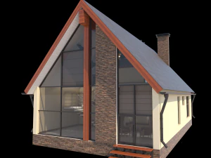 Barn Style Cottage with interior 3D Model