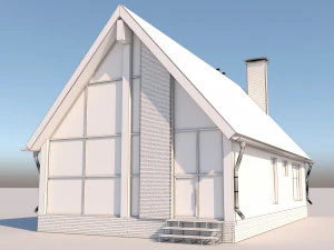 Barn Style Cottage with interior 3D Model