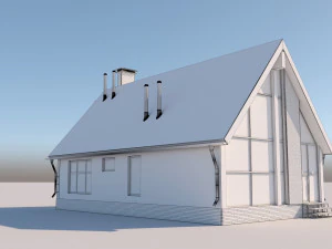 Barn Style Cottage with interior 3D Model
