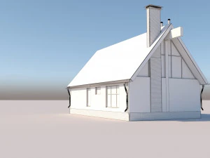 Barn Style Cottage with interior 3D Model