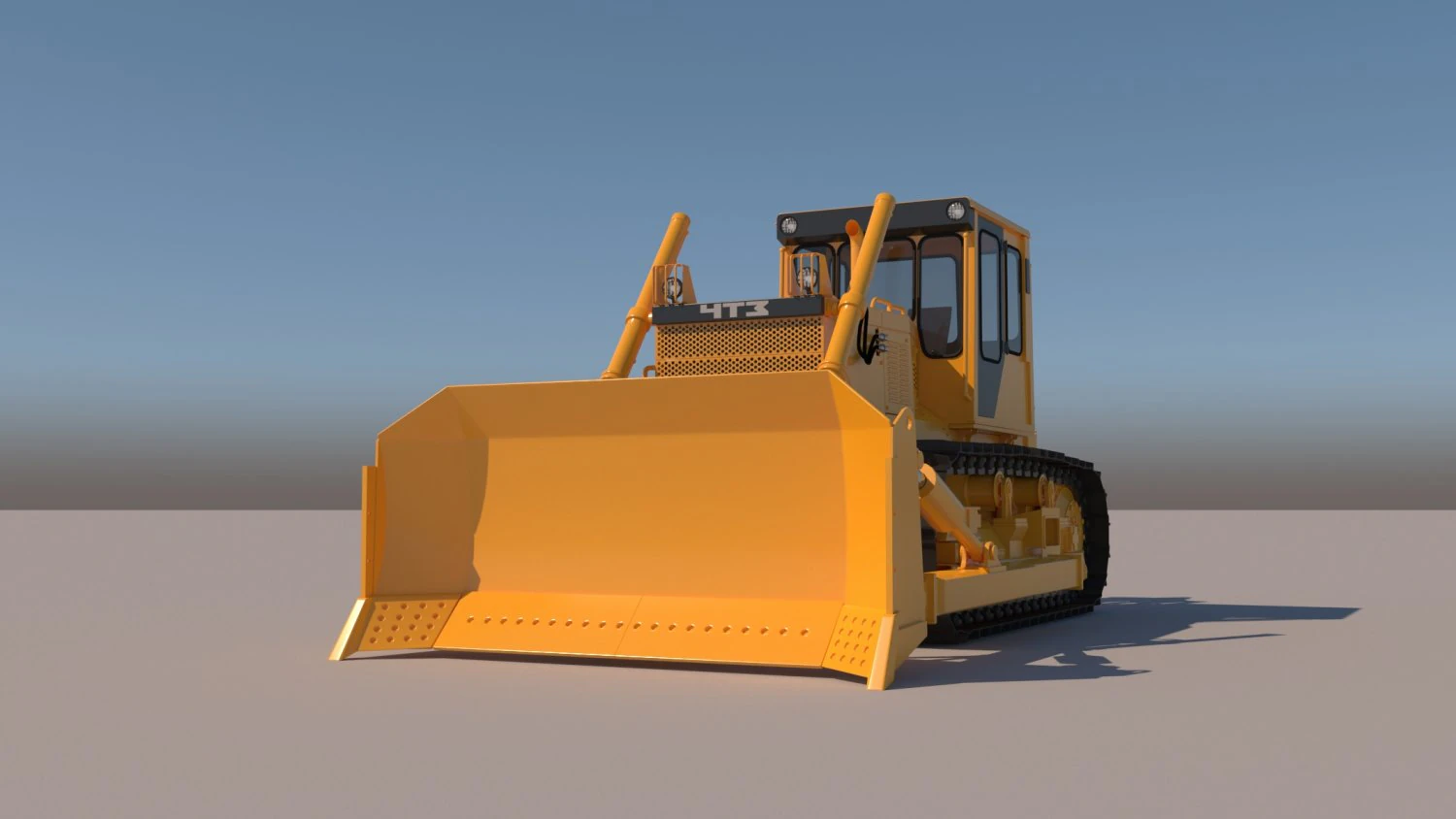 Bulldozer ChTZ 10M 3D Model .c4d .max .obj .3ds .fbx .stl .blend