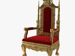 Sedia barocca trono in oro rosso Modello 3D