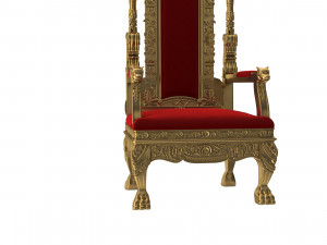 Red Gold Throne Baroque Chair Model 3D