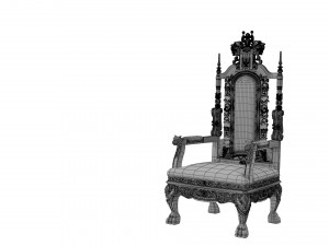 Red Gold Throne Baroque Chair Model 3D