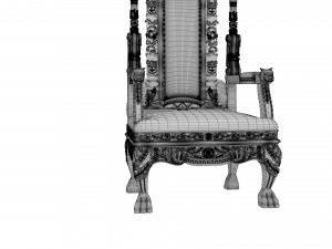 Red Gold Throne Baroque Chair Model 3D