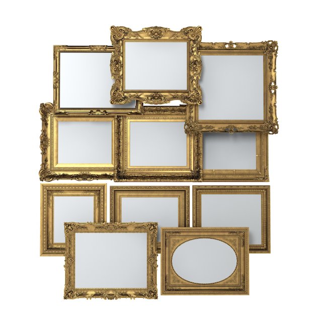 Grand Picture Frame Set 3D Model .c4d .max .obj .3ds .fbx .stl .blend 