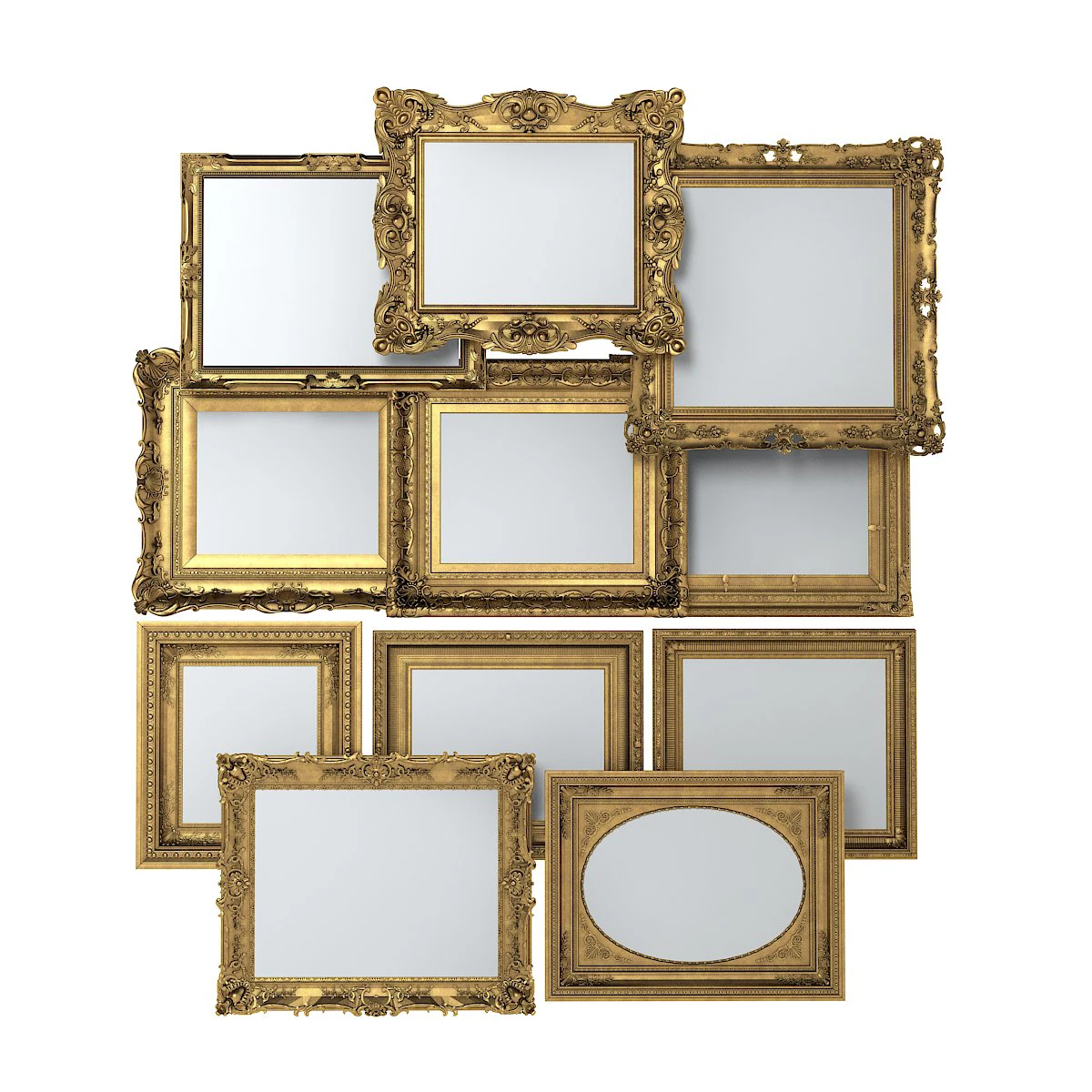 Grand Picture Frame Set 3D Model .c4d .max .obj .3ds .fbx .stl .blend 