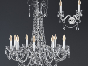 Italamp collezione 262 263 classic chandelier and wall lamp 3D Modell