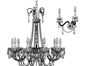 Italamp collezione 262 263 classic chandelier and wall lamp 3D Modell